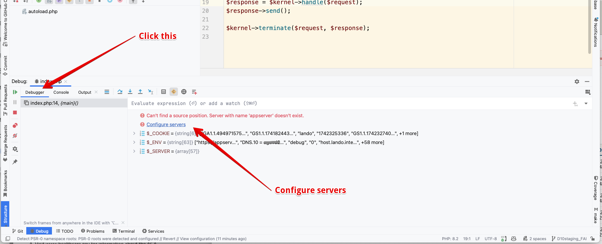 Debugger tab
