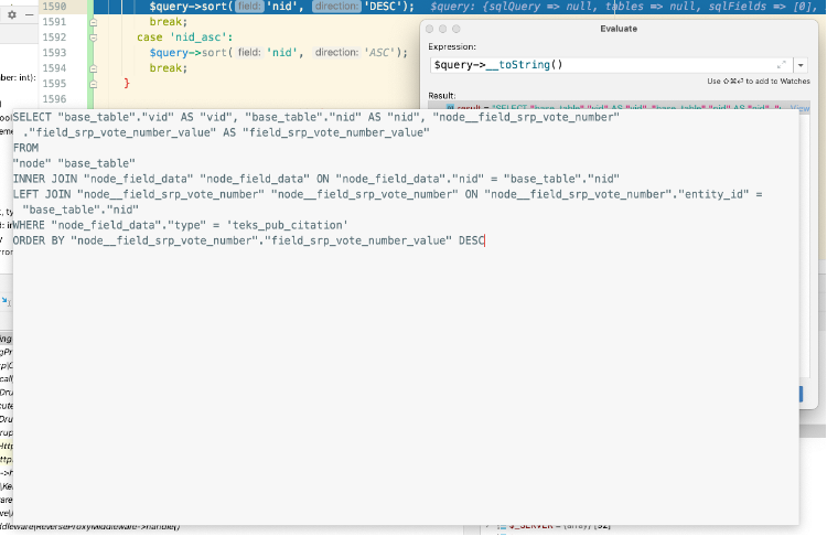 Debugging queries