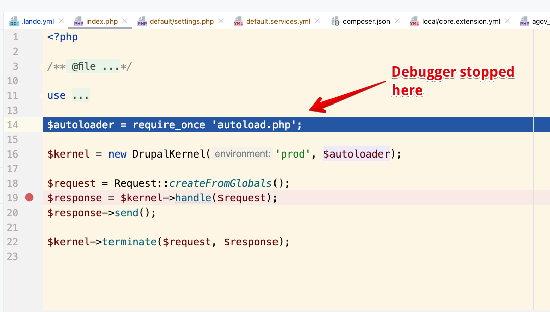 PHPStorm xdebug displaying break