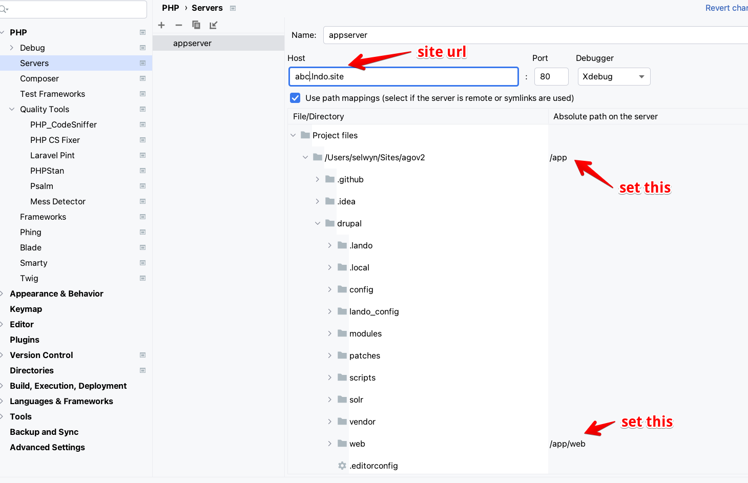 PHPStorm xdebug settings